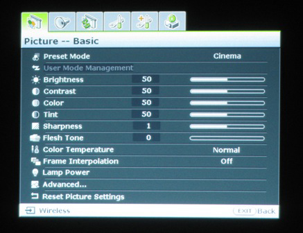 benq projector service menu